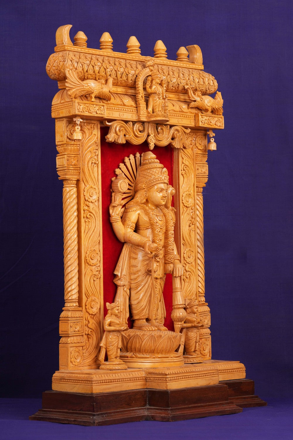 Image of White Cedar Wooden Lord Surya Narayana